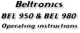 Bel 950 & Bel 980 Operating Instructions